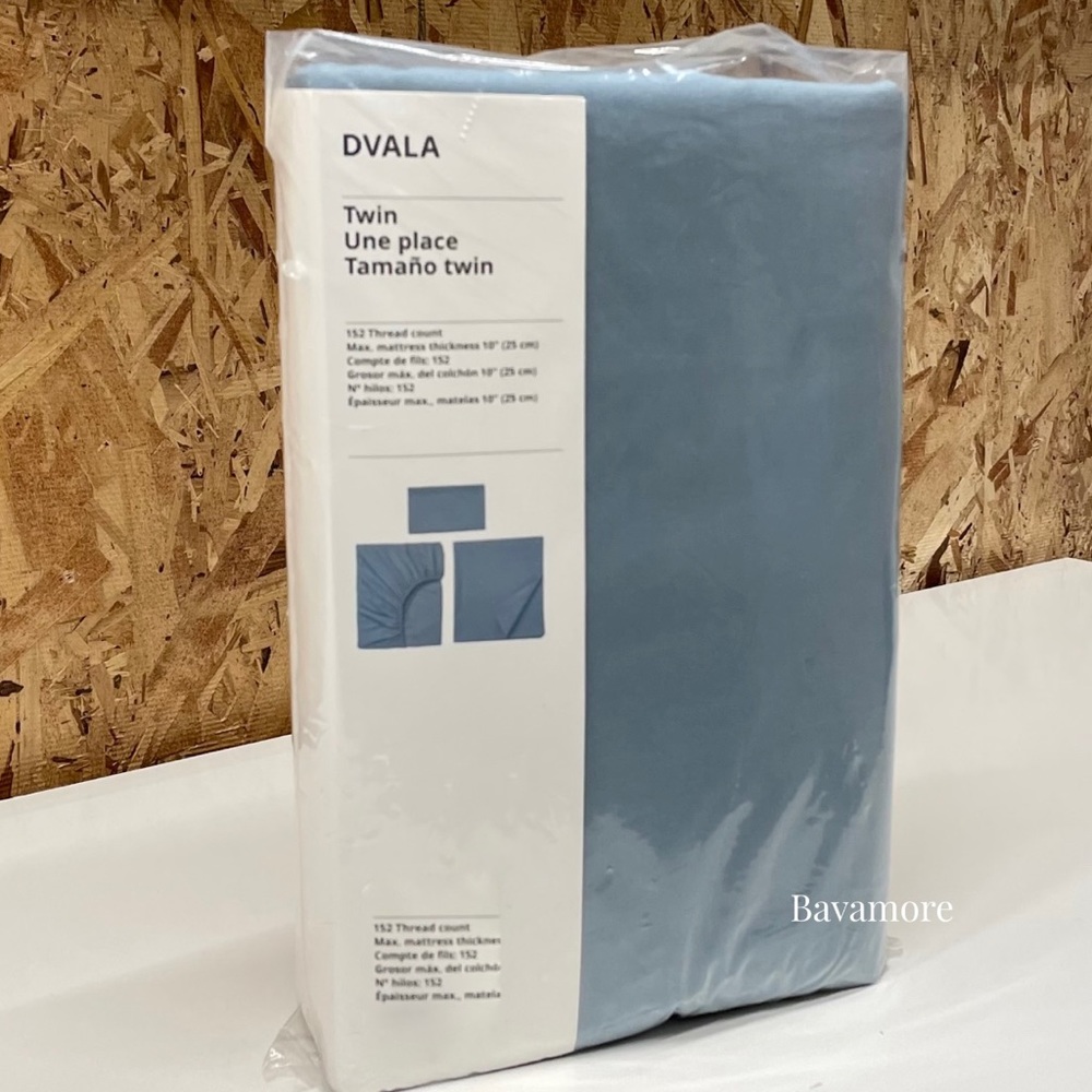 IKEA DVALA Sheet set, light blue, Twin 100 % COTTON NEW (3 pieces) NEW - Picture 5 of 5